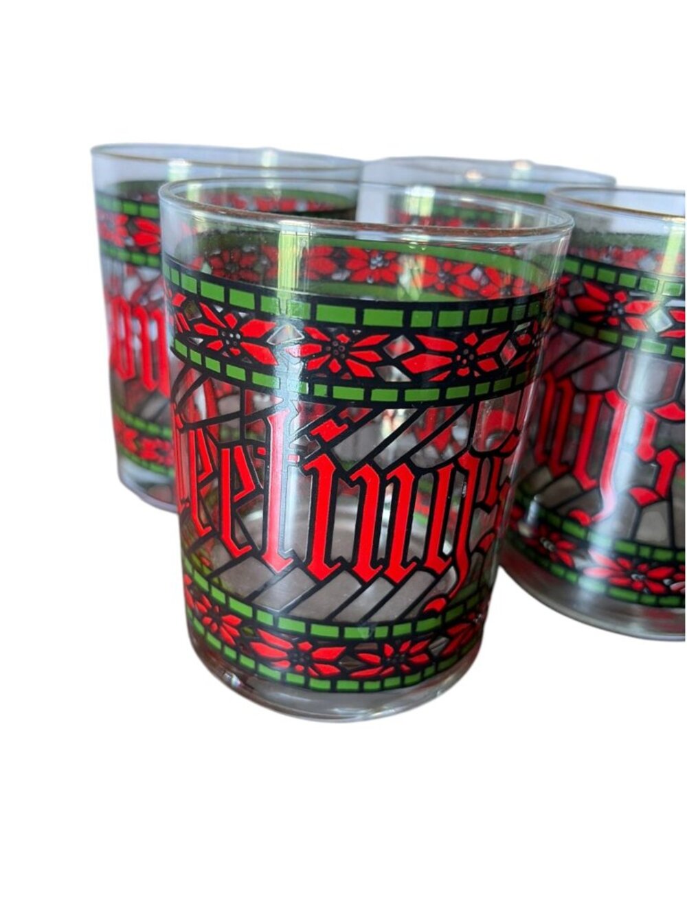 Vintage Mcm barware Holiday Whiskey Glasses Drinking Glass Houze 1950's - Picture 5 of 14